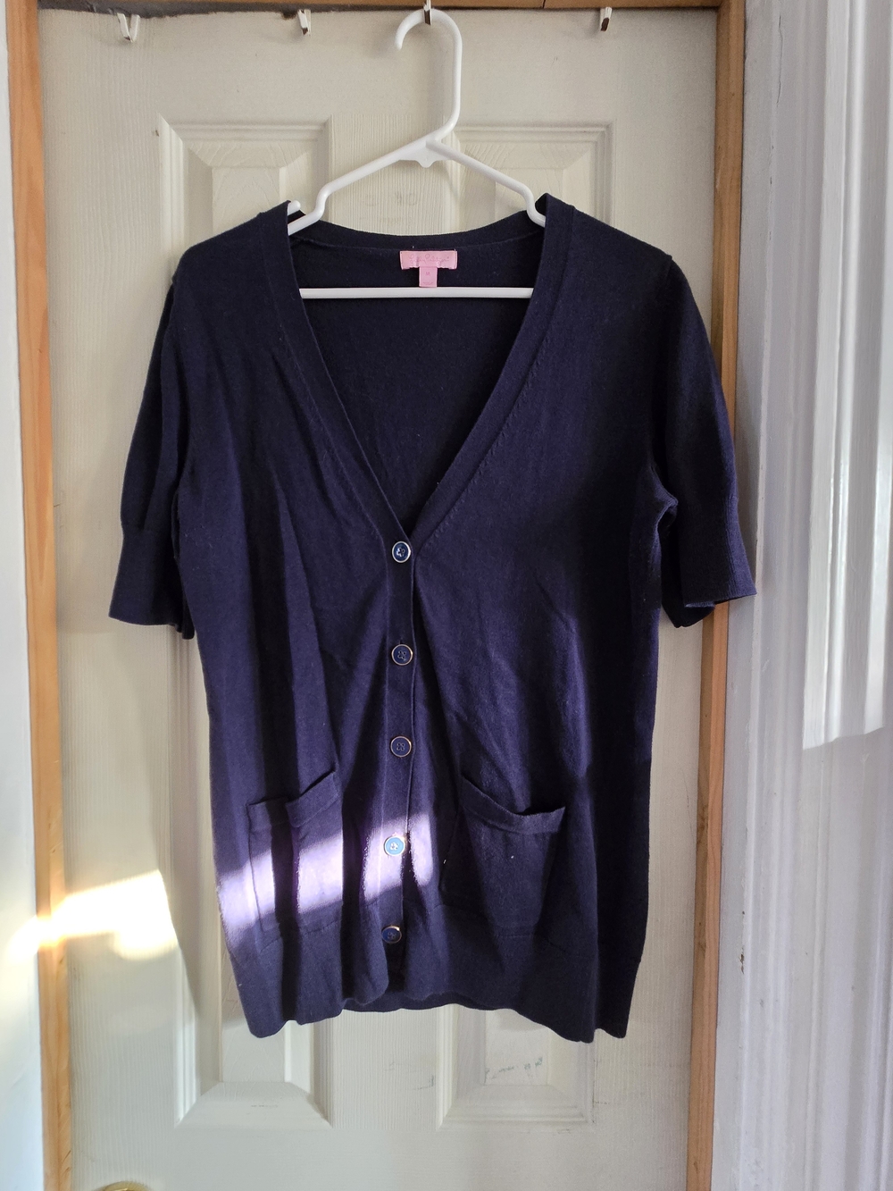 Lily Pulitzer Navy Blue Cardigan With Beautiful Blue Buttons And Pockets